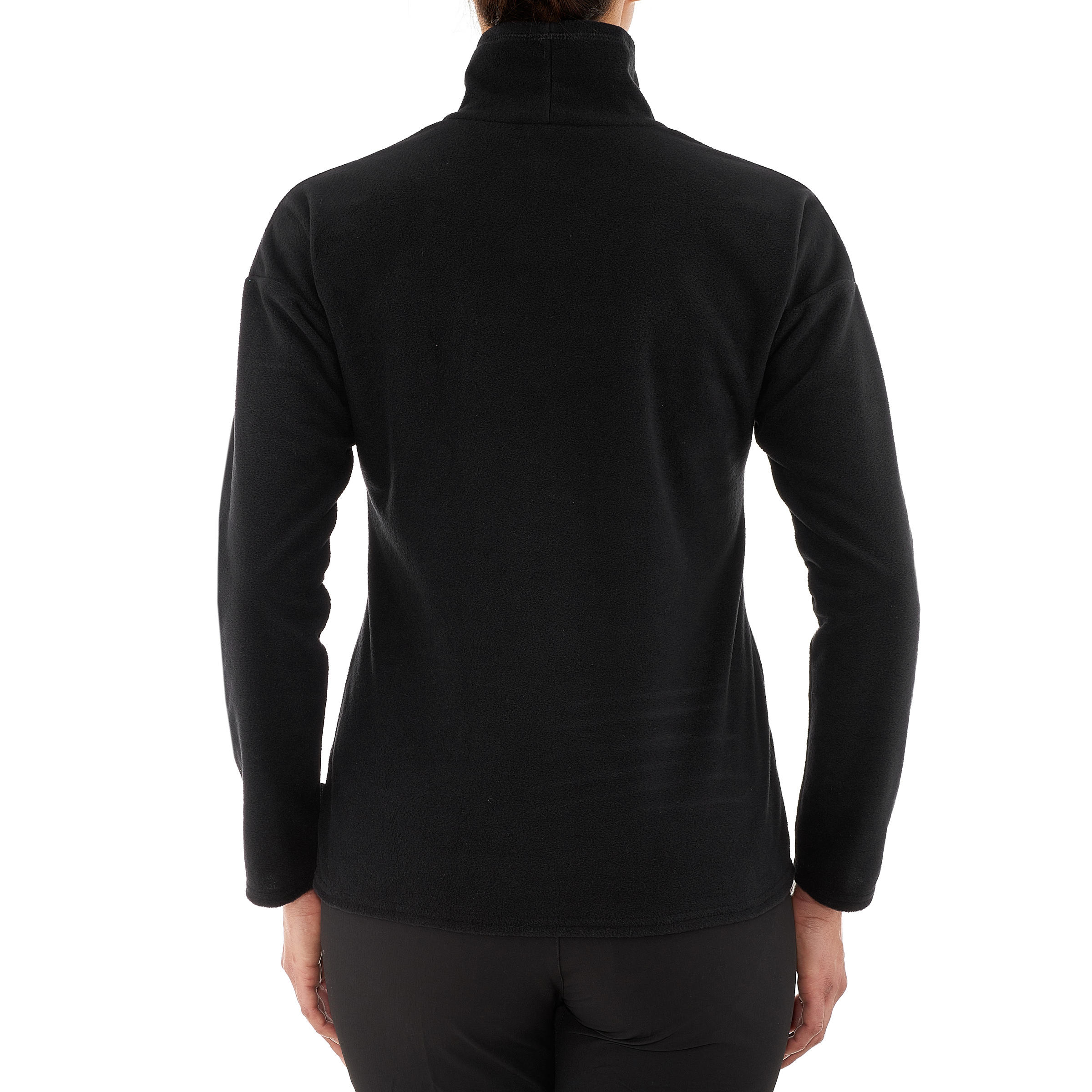 Women Sweater Round Neck Fleece for Hiking MH20 Black
