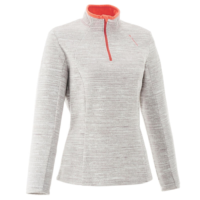 Polaire de randonnée montagne femme Forclaz 50 print blanc chiné