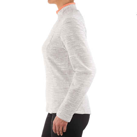 Women's Mountain Walking Fleece Forclaz 50 - Mottled White Print