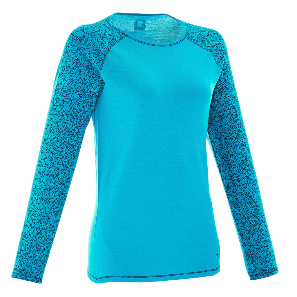 ŽEN. MAJICA TECHWOOL, DOLGI ROKAV, 190 g, MODRA 