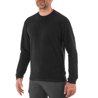 Men Sweater Round Neck Fleece for Hiking MH20 Black