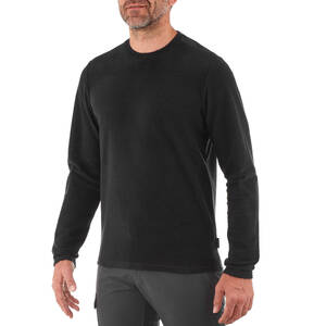 Men Sweater Round Neck Fleece for Hiking MH20 Black