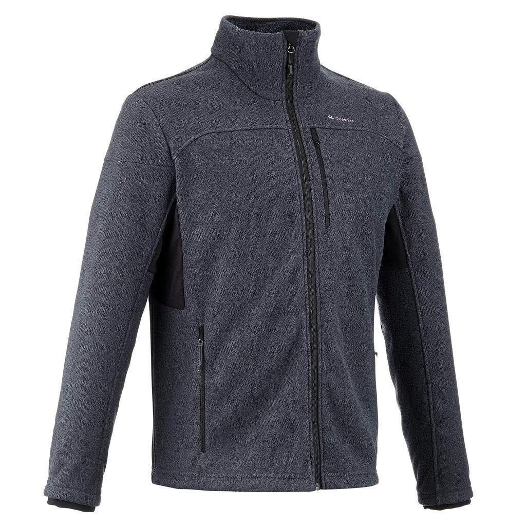 Men's mountain walking fleece jacket mh300 - grey
