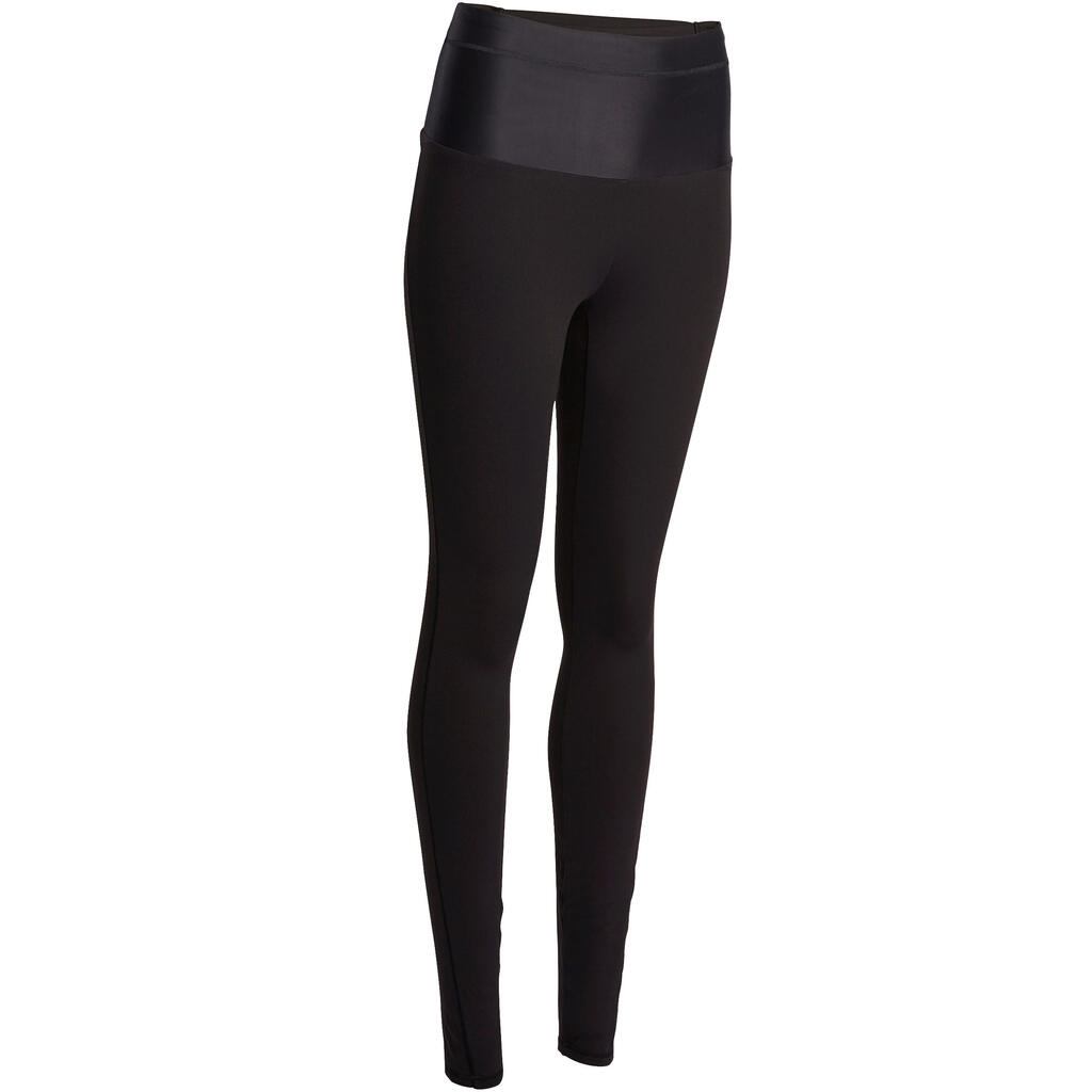 Leggings Fitness Shape Flacher-Bauch-Effekt Damen schwarz