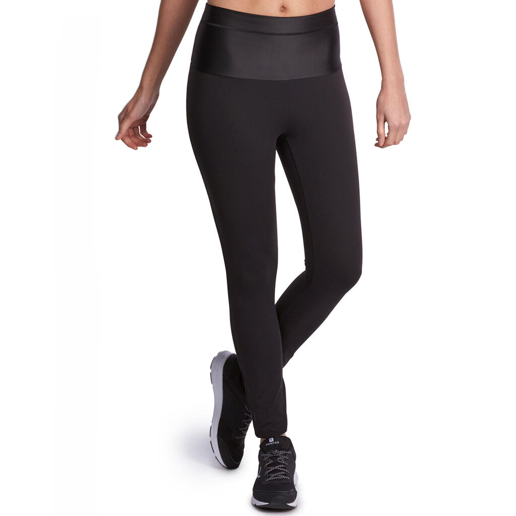 Leggings Fitness Shape Flacher-Bauch-Effekt Damen schwarz