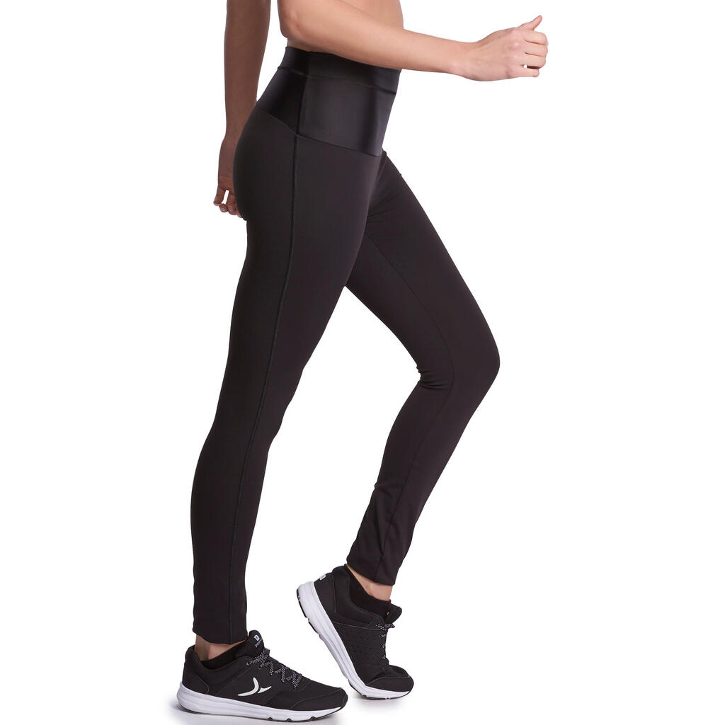 Leggings Fitness Shape Flacher-Bauch-Effekt Damen schwarz
