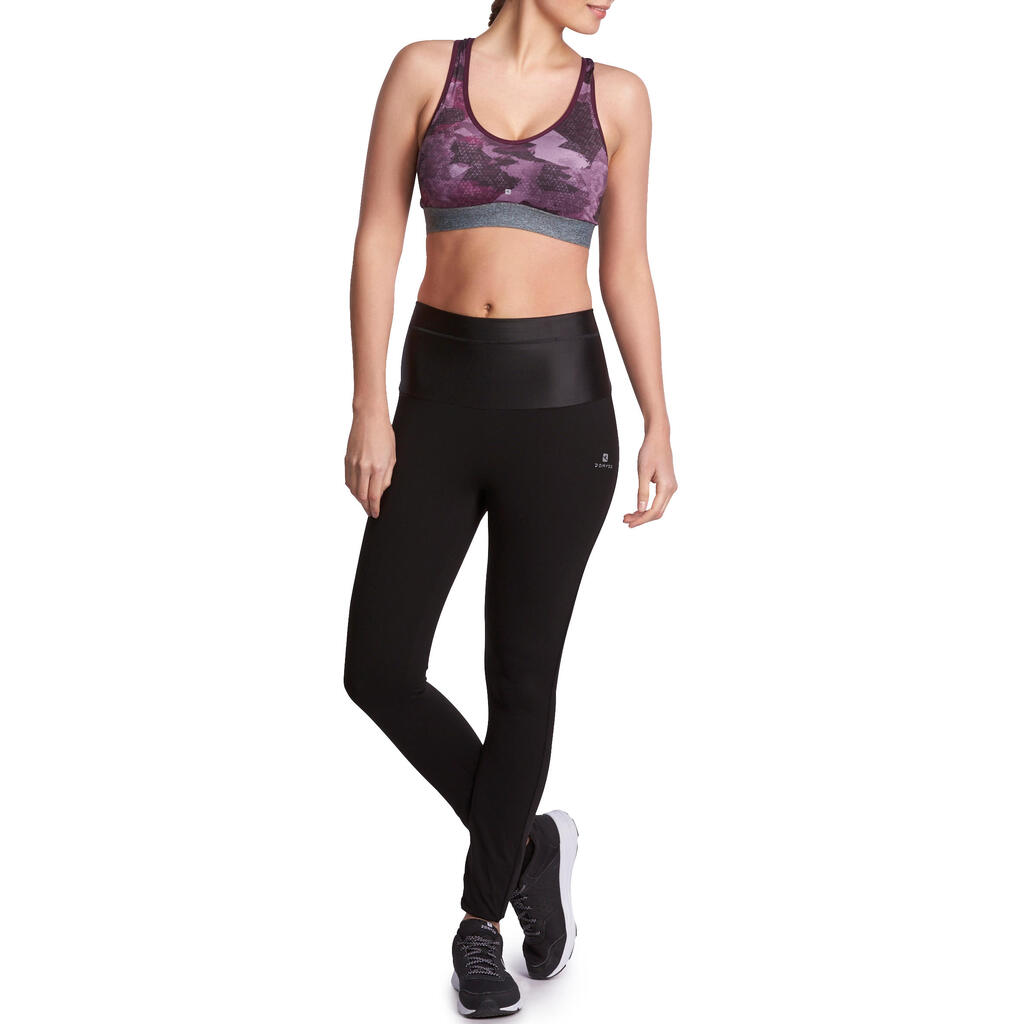Leggings Fitness Shape Flacher-Bauch-Effekt Damen schwarz