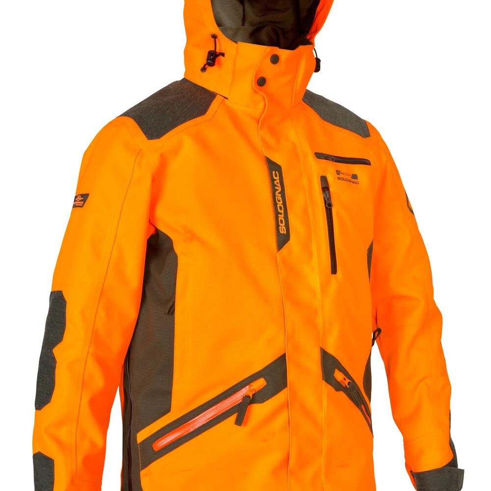Veste de chasse fluo très résistante pour le traqueur intensif.
