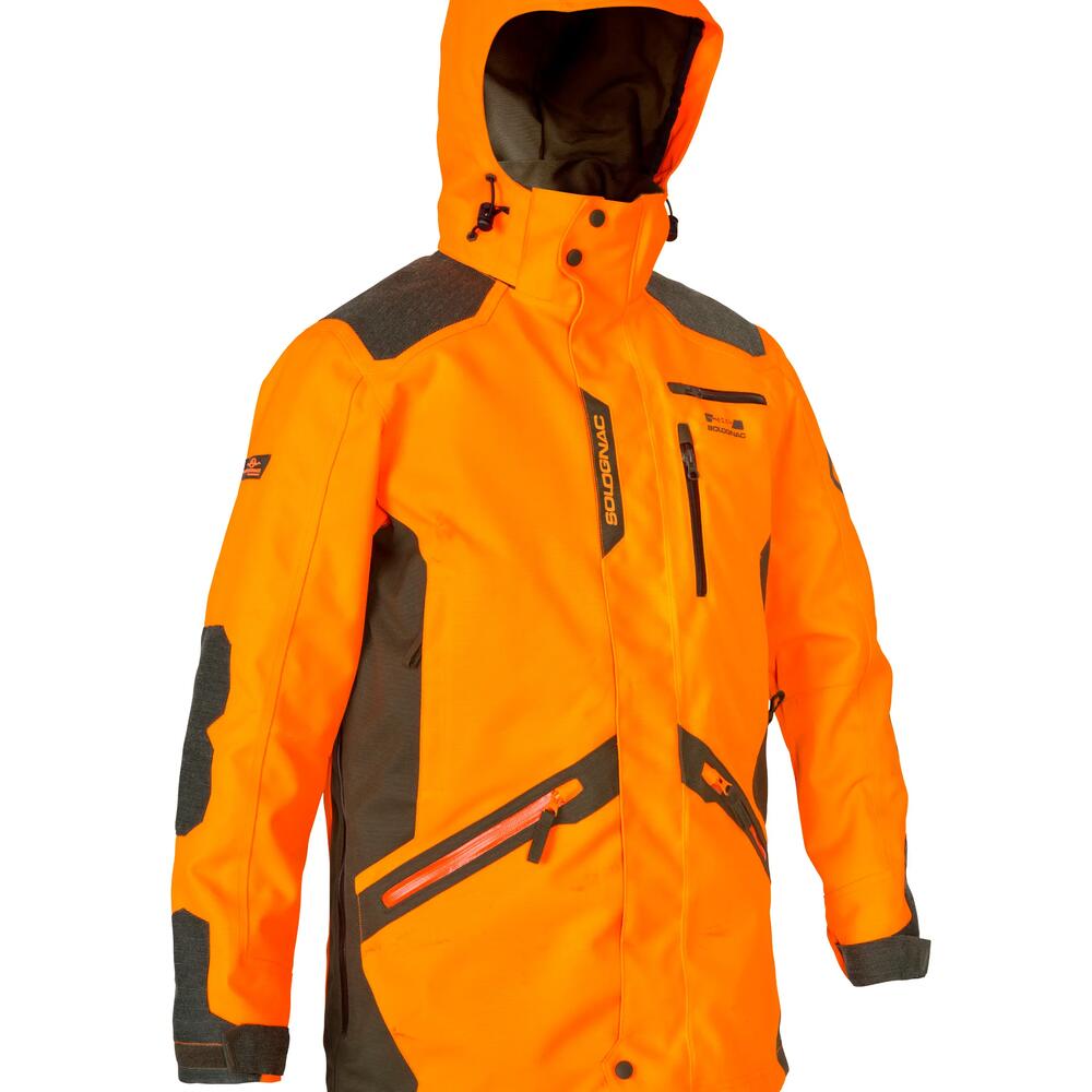 Veste de chasse fluo très résistante pour le traqueur intensif.