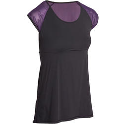 T-shirt galbant SHAPE+ fitness femme noir et violet