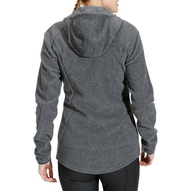 FOUGANZA WOMEN'S HORSE RIDING FLEECE HOODIE - GREY