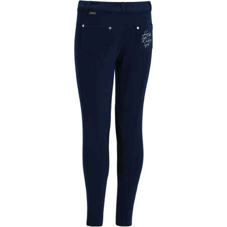 Kids' Horse Riding Warm Jodhpurs 100 - Navy