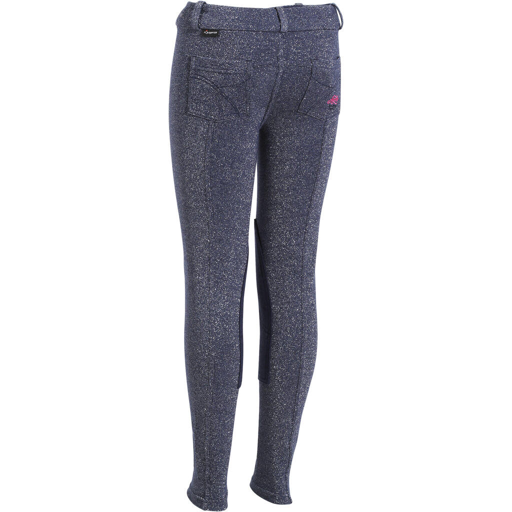 Accessy Glitter Girls' Horse Riding Jodhpurs - Navy Blue