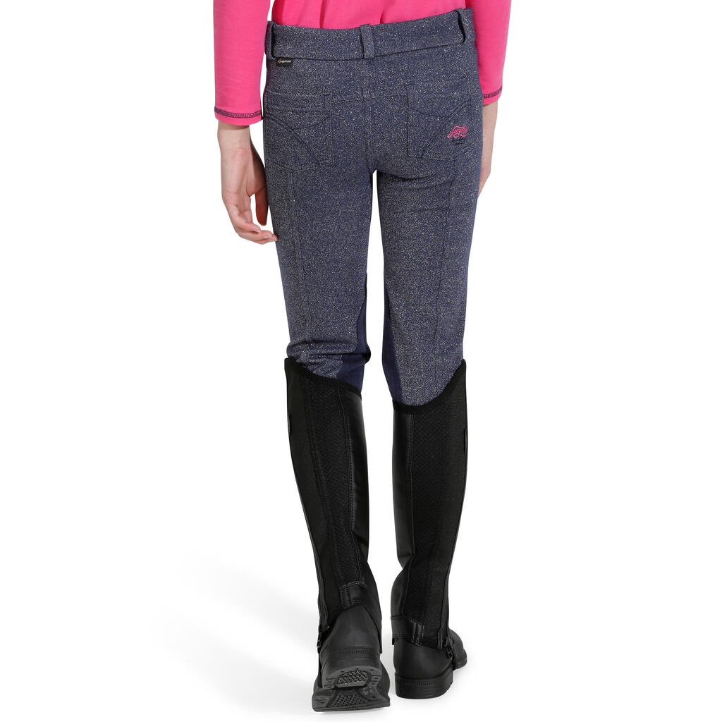 Accessy Glitter Girls' Horse Riding Jodhpurs - Navy Blue