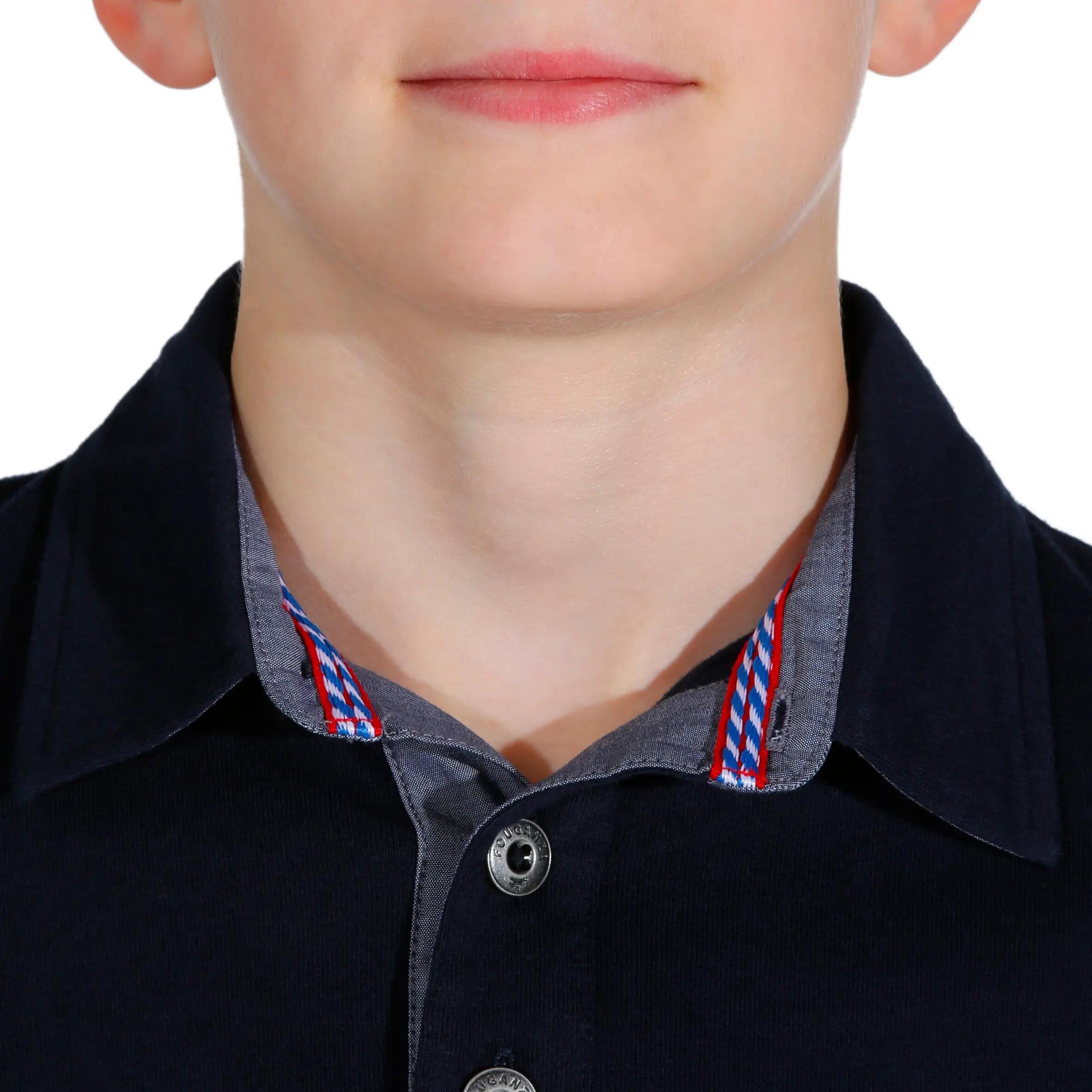Horse Boys' Horse Riding Long Sleeve Polo Shirt - Navy Blue 6/13