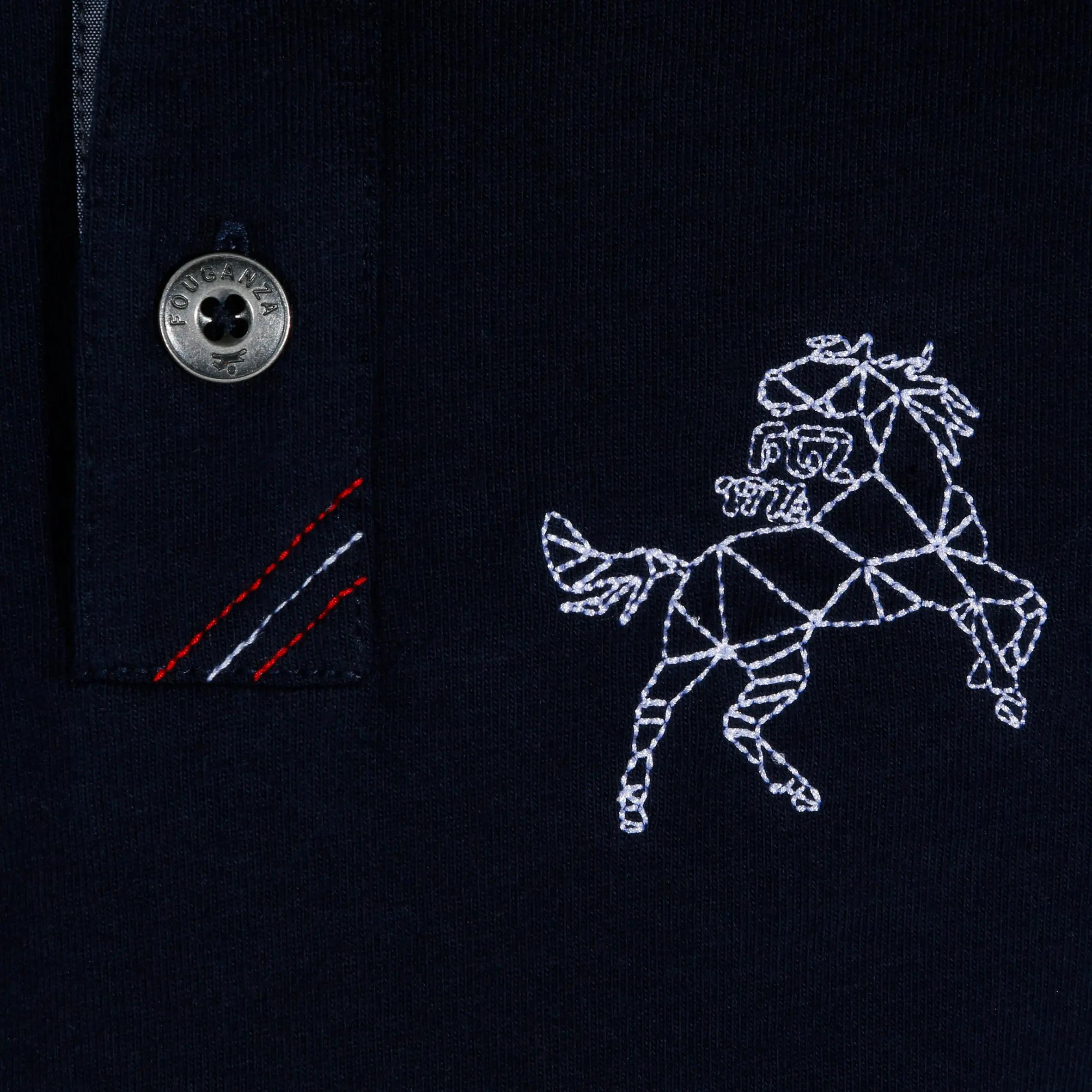 Horse Boys' Horse Riding Long Sleeve Polo Shirt - Navy Blue 9/13