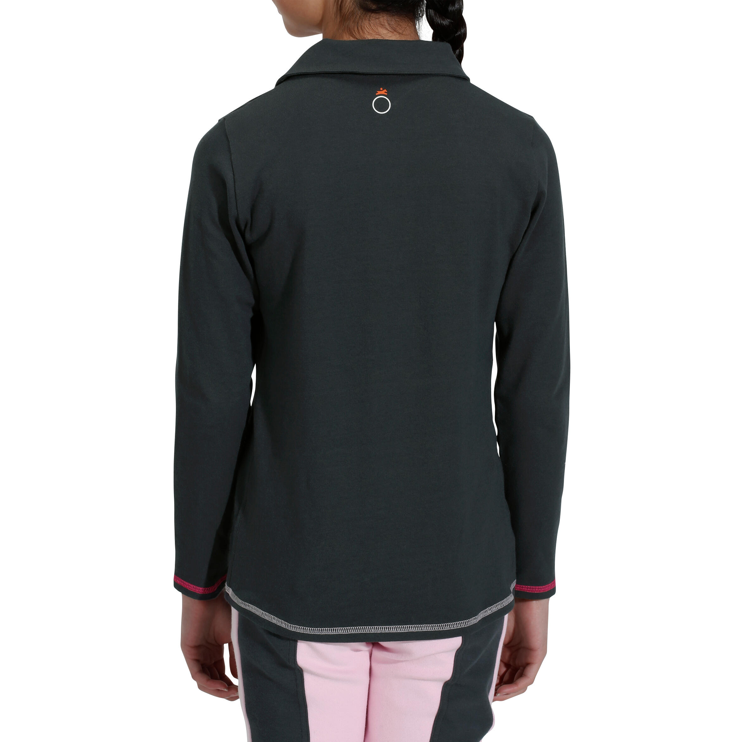 Flower Children's Long-Sleeved Horse Riding Polo Shirt - Black 4/12