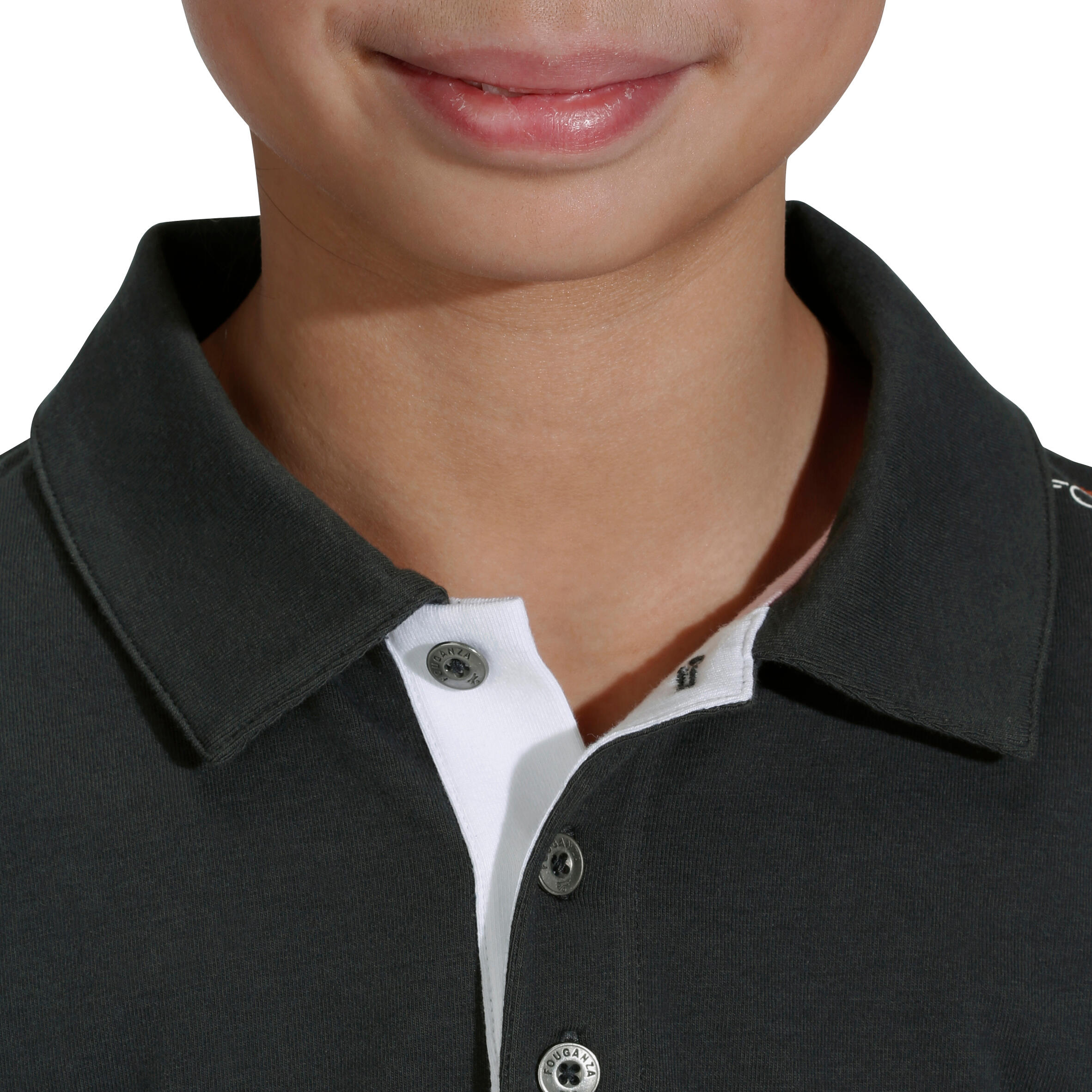 Flower Children's Long-Sleeved Horse Riding Polo Shirt - Black - Decathlon
