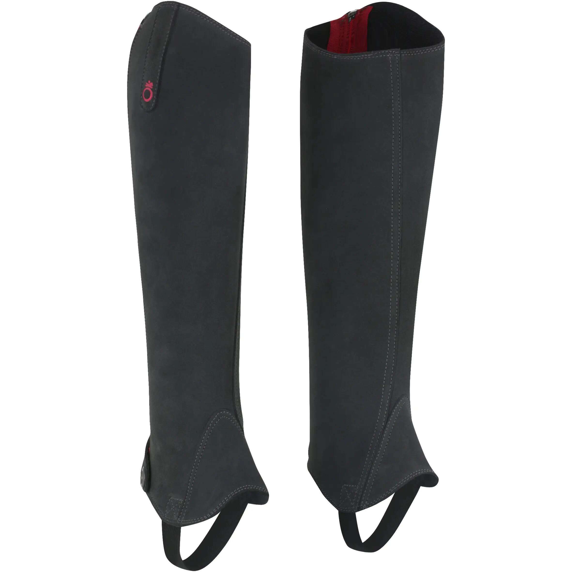 Classic 300 Horse Riding Leather Half Chaps - Grey 2/12
