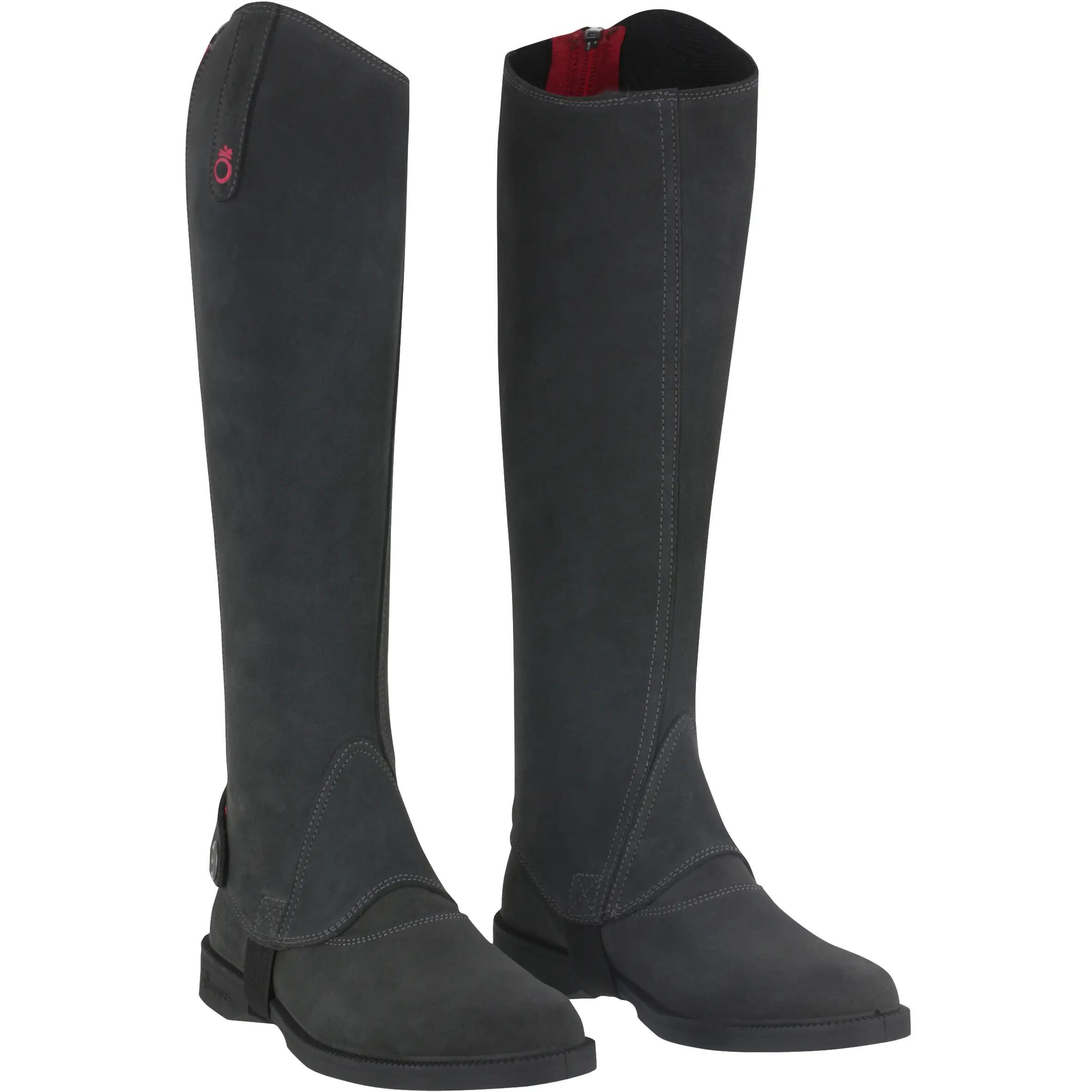 Classic 300 Horse Riding Leather Half Chaps - Grey 3/12