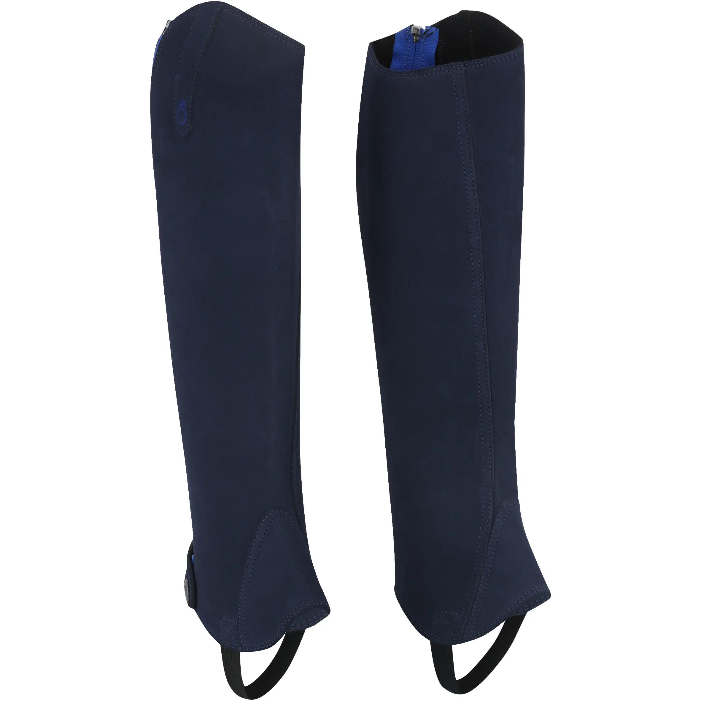 Classic 300 Horse Riding Leather Half Chaps - Navy Blue 2/12