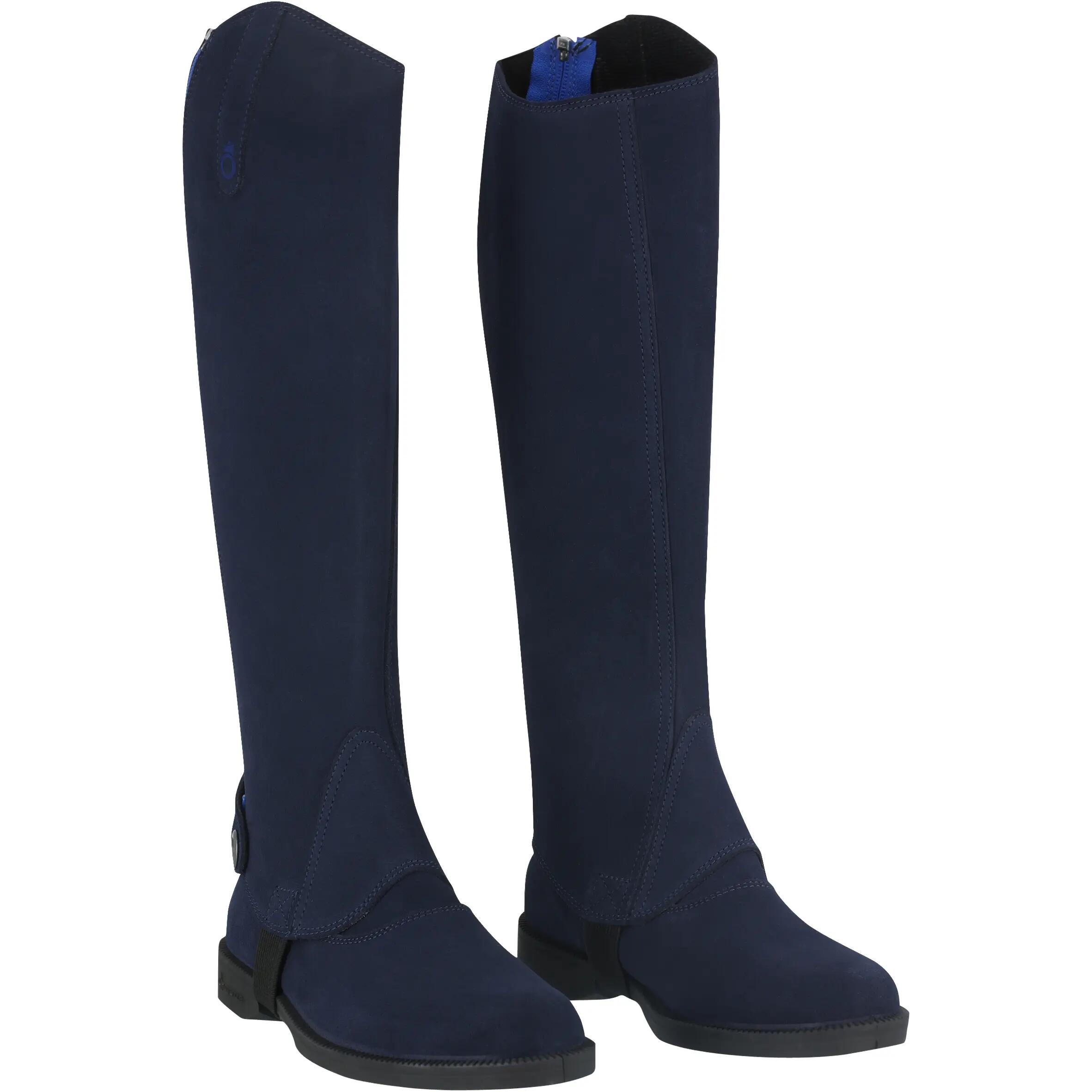 Classic 300 Horse Riding Leather Half Chaps - Navy Blue 3/12