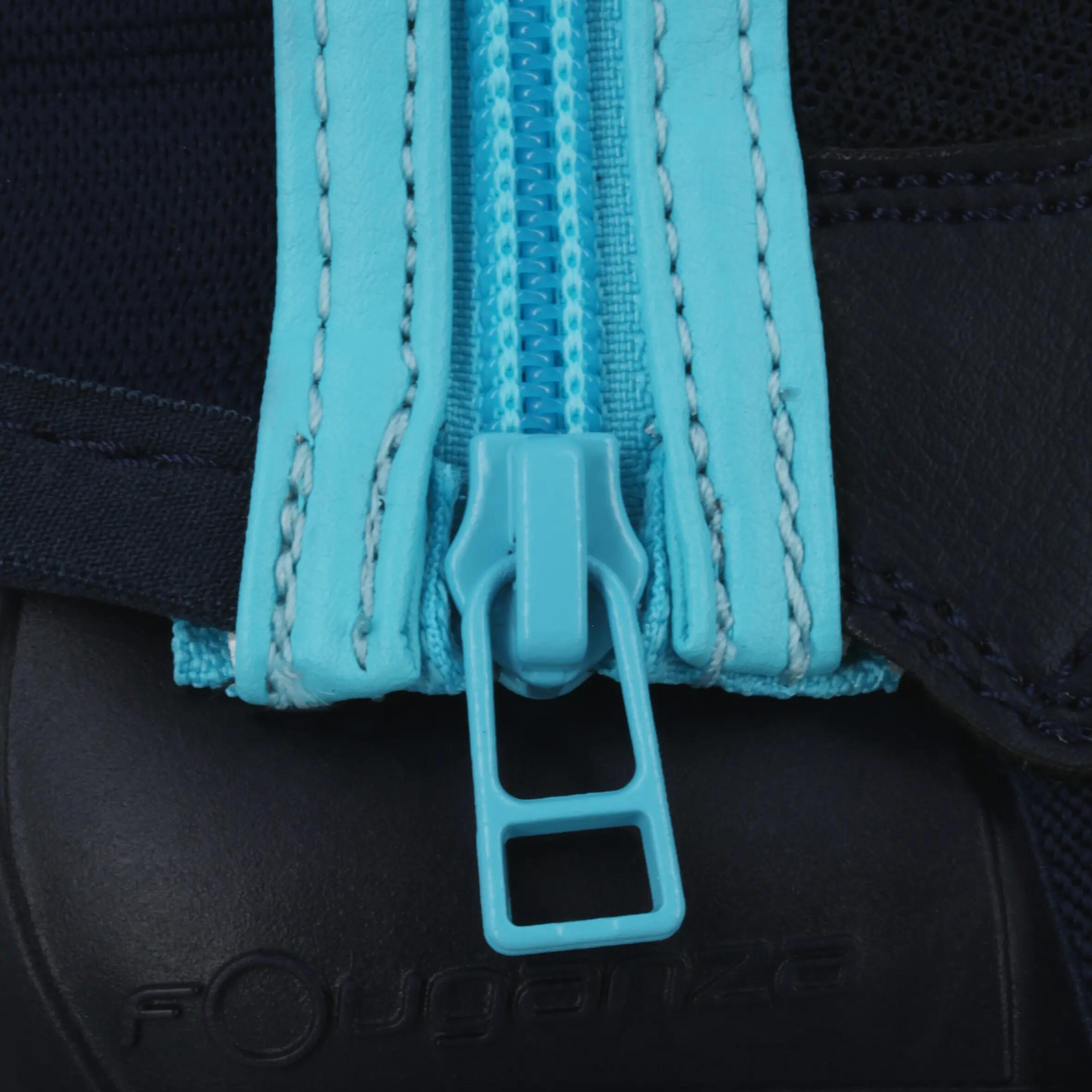 Schooling Mesh 300 Children's Horse Riding Half-Chaps - Navy Blue/Turquoise Blue 6/11