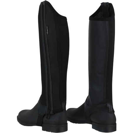 Kids' Horse Riding Mesh Half Chaps 100 - Black