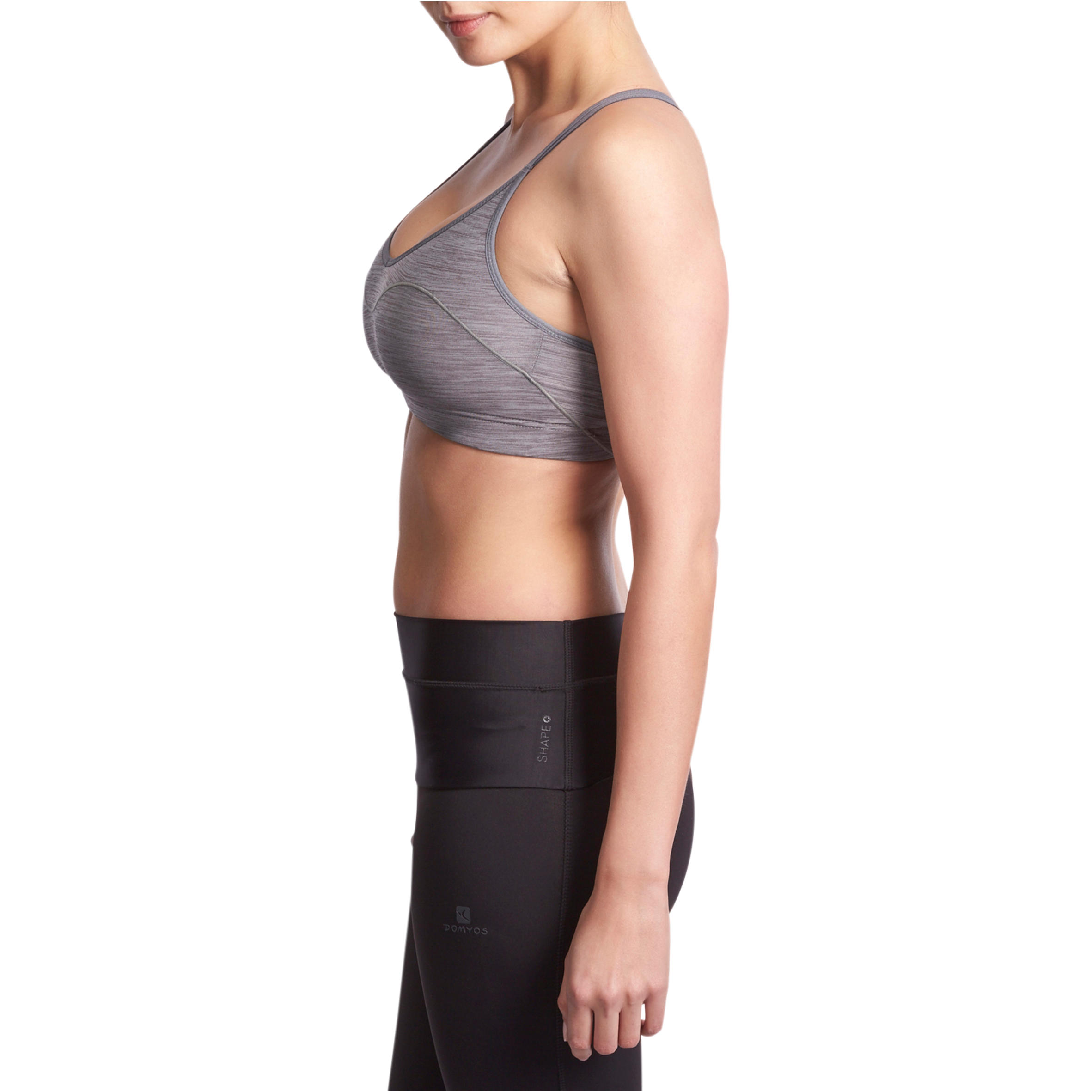 100 Comfort+ Women's Cardio Fitness Sports Bra - Grey 6/12