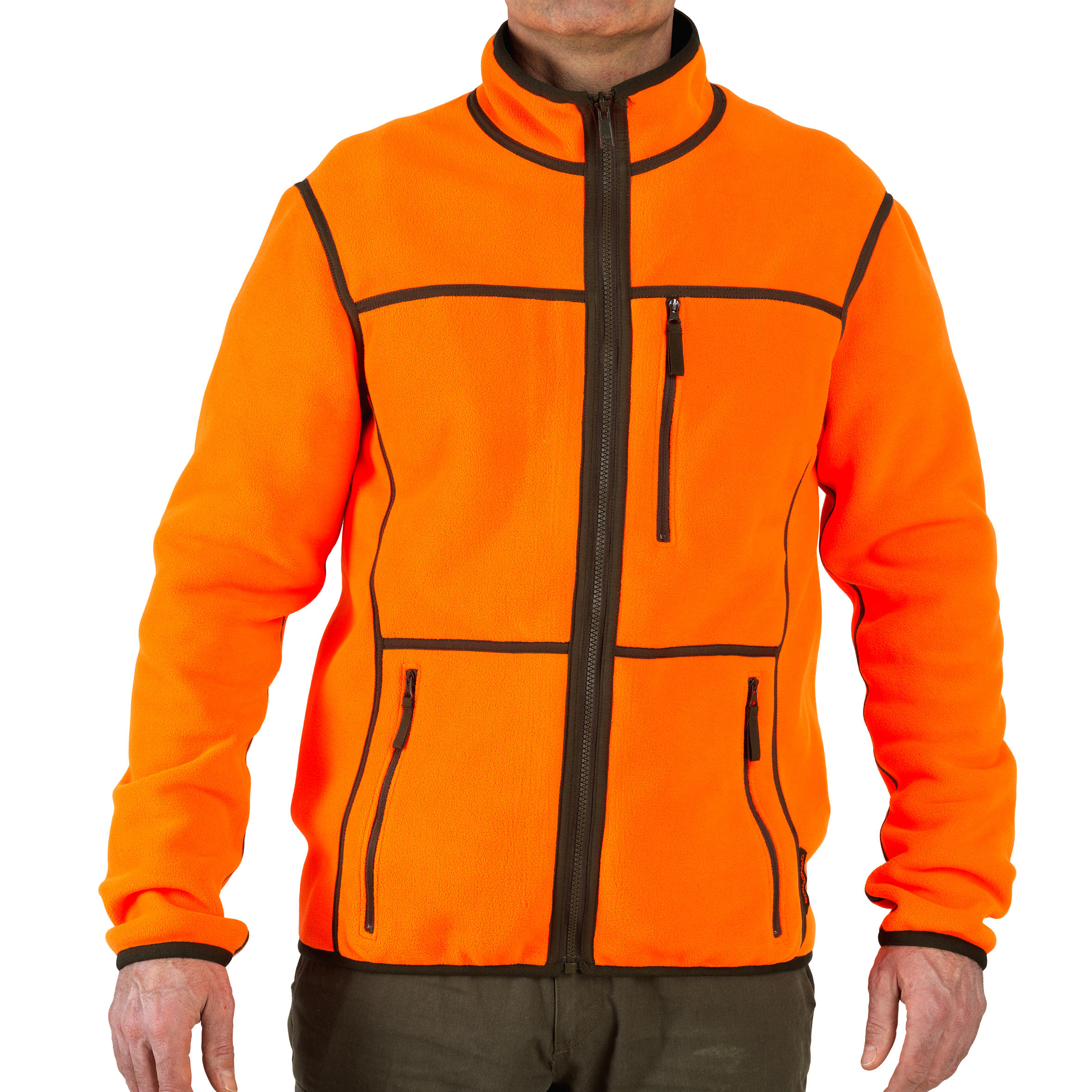 Omkeerbaar fleecejack voor de jacht 500 groen/oranje fluo 3/20