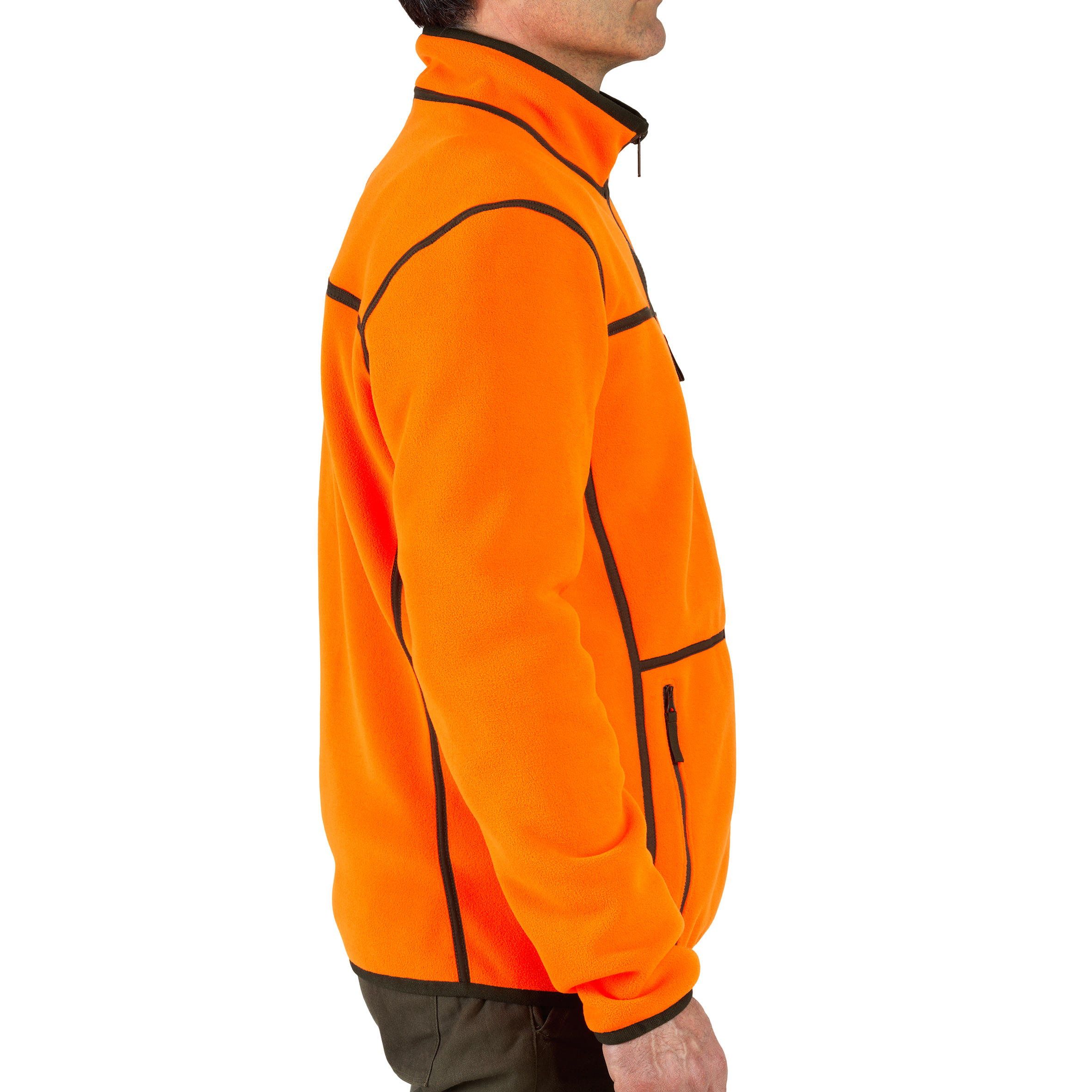 Omkeerbaar fleecejack voor de jacht 500 groen/oranje fluo 8/20