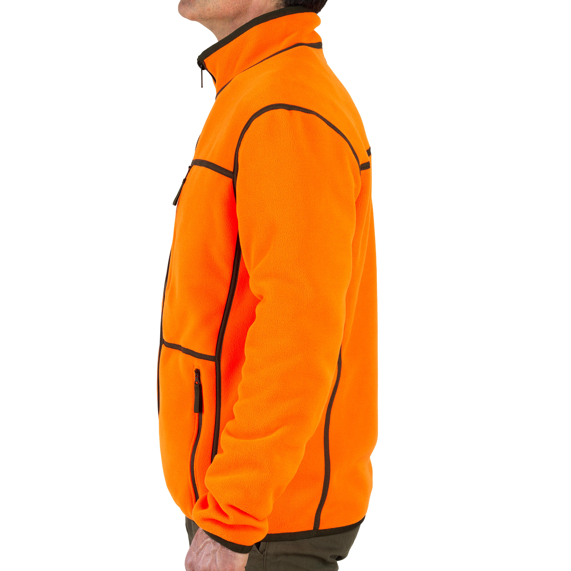 Omkeerbaar fleecejack voor de jacht 500 groen/oranje fluo 6/20