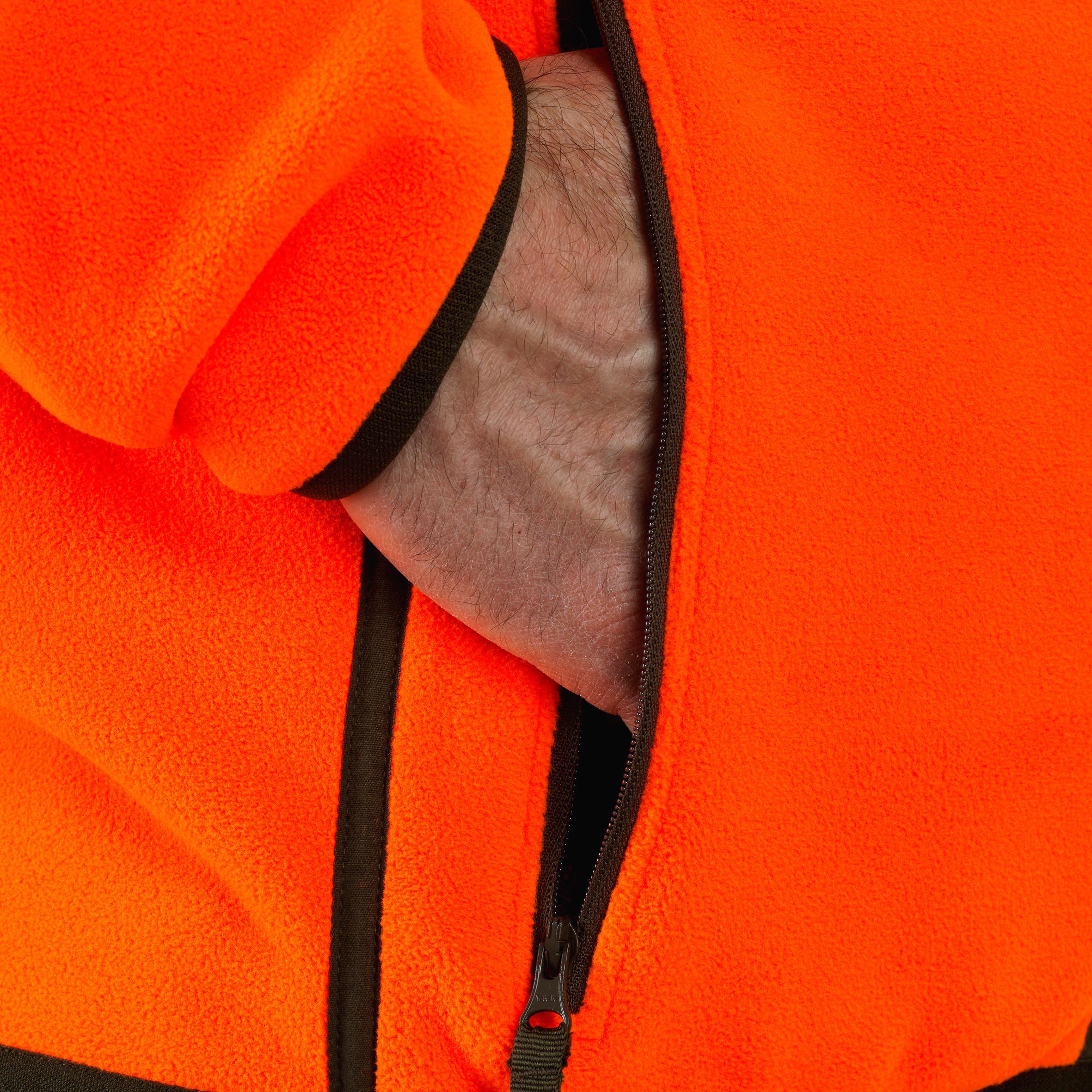 Omkeerbaar fleecejack voor de jacht 500 groen/oranje fluo 12/20