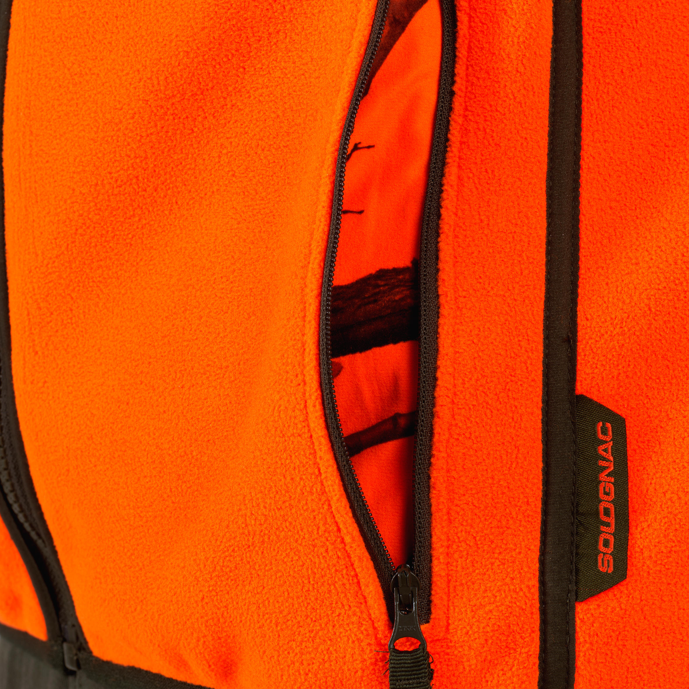Omkeerbaar fleecejack voor de jacht 500 groen/oranje fluo 15/20