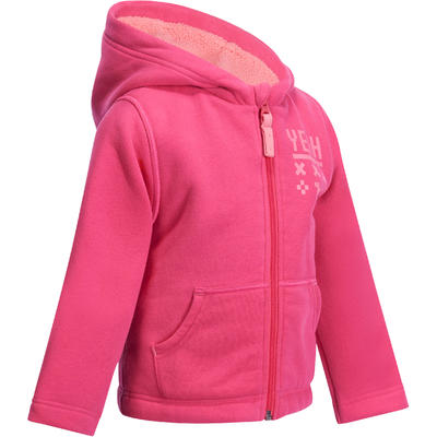 Warme fitness hoodie met rits en opdruk voor peuters roze