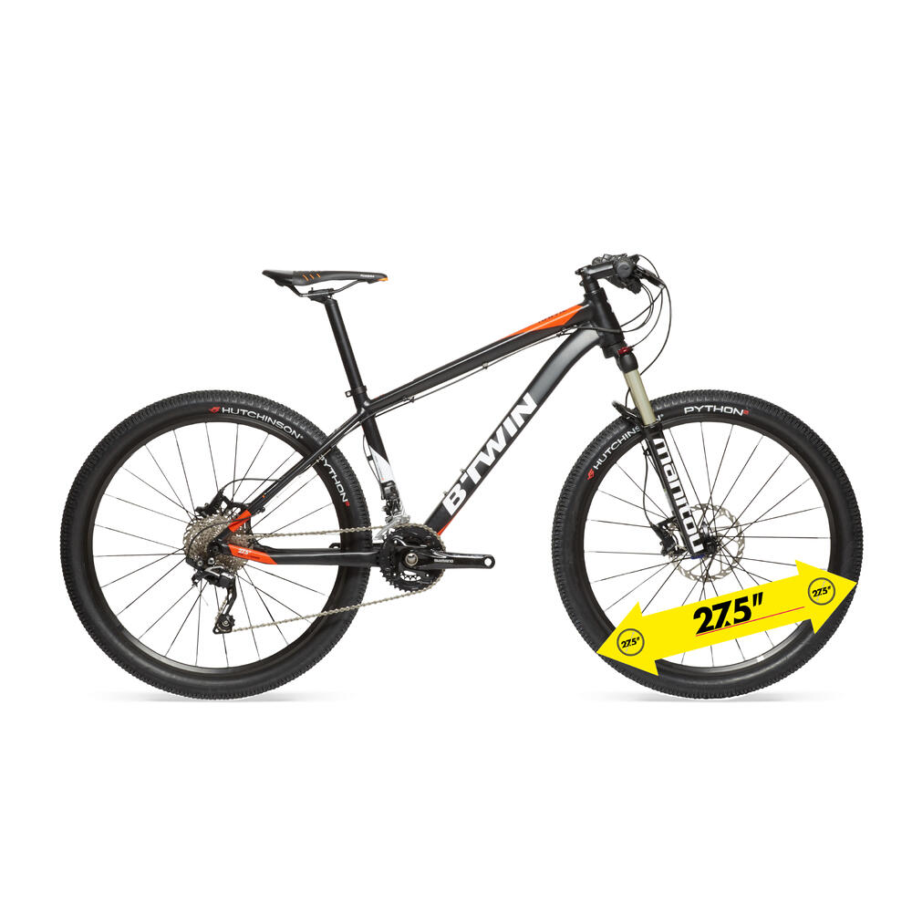 MOUNTAINBIKE VTT RAFAL 700 27,5" GRAU/ORANGE/SCHWARZ B'TWIN