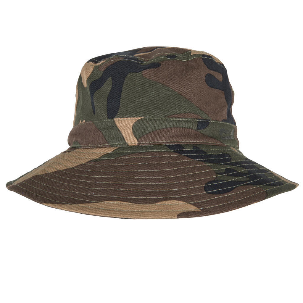 Hunting sun hat steppe 100 camouflage woodland