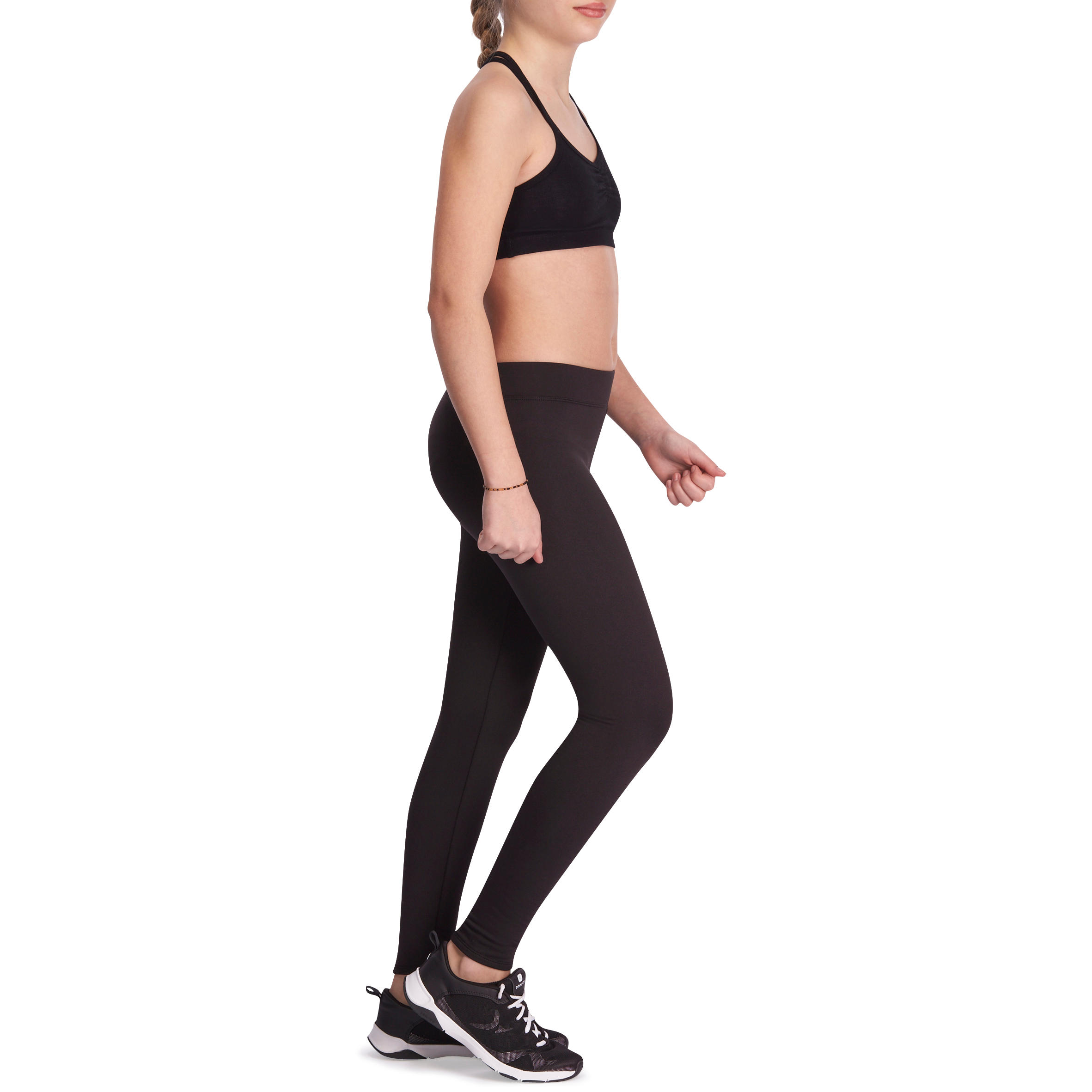 S500 Girls' Warm Gym Leggings - Black