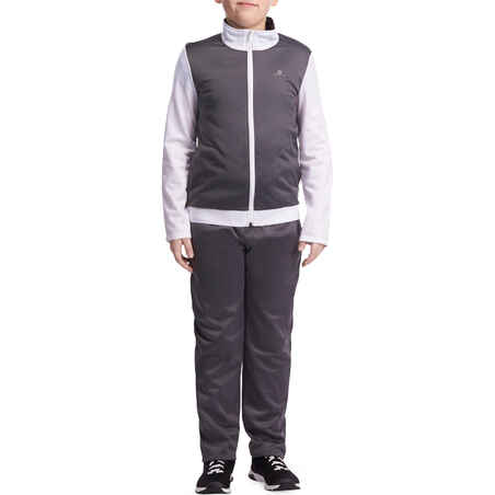 Gym'Y Boys' Zip-Up Fitness Tracksuit - White/Grey