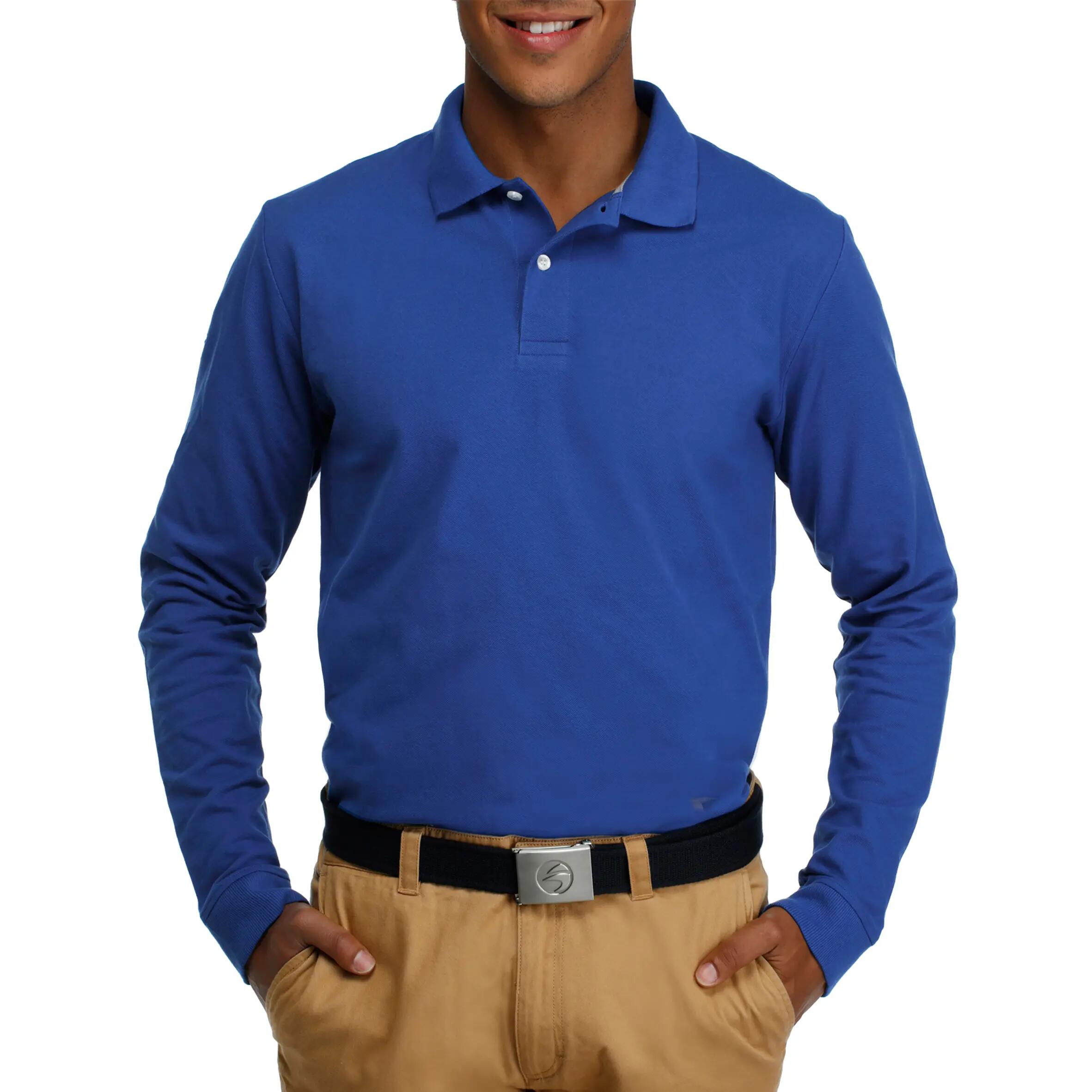 INTAC'TEE MEN'S GOLF POLO SHIRT LONG SLEEVE BLUE 2/11