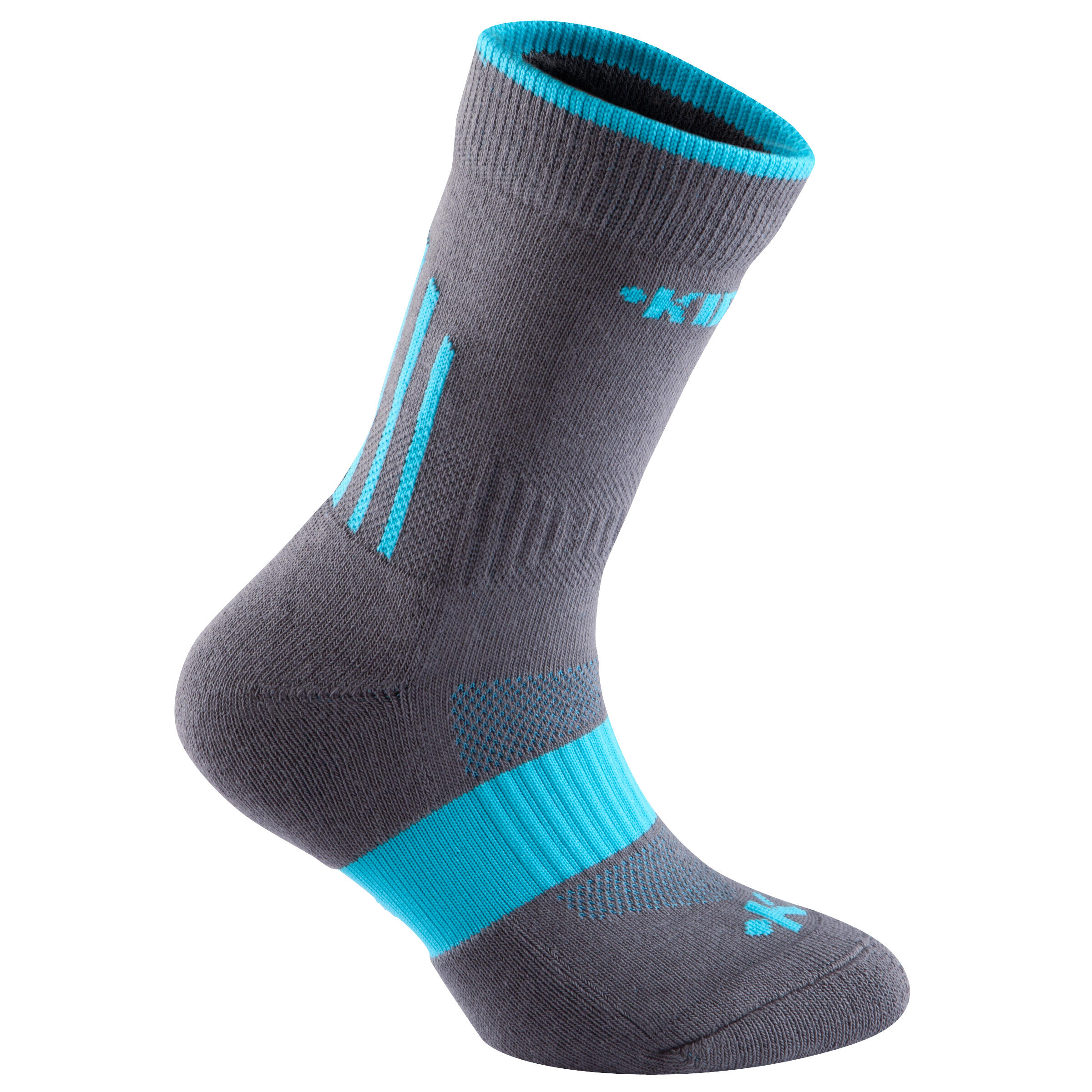 Mid 500 Kids Team Sports Socks Grey Green TARMAK Decathlon