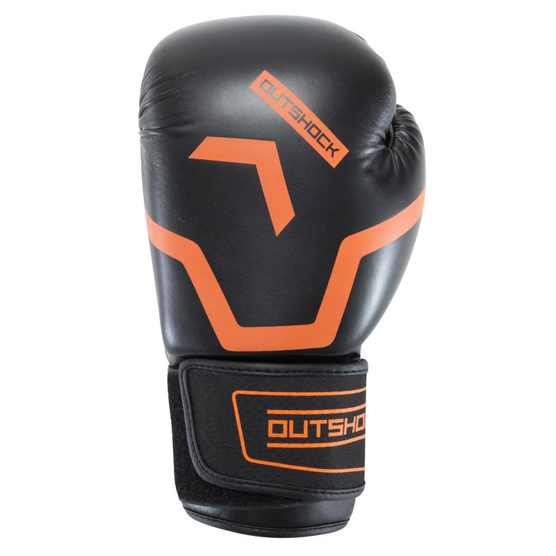 500 Intermediate Adult Boxing Gloves Black Orange Domyos By Decathlon