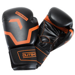 Gants de boxe 500 noir/orange confirmés