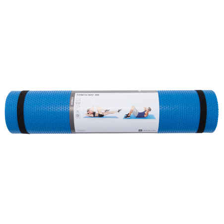 500 Pilates & Toning Shoe-Resistant Floor Mat Size M 7 mm - Blue