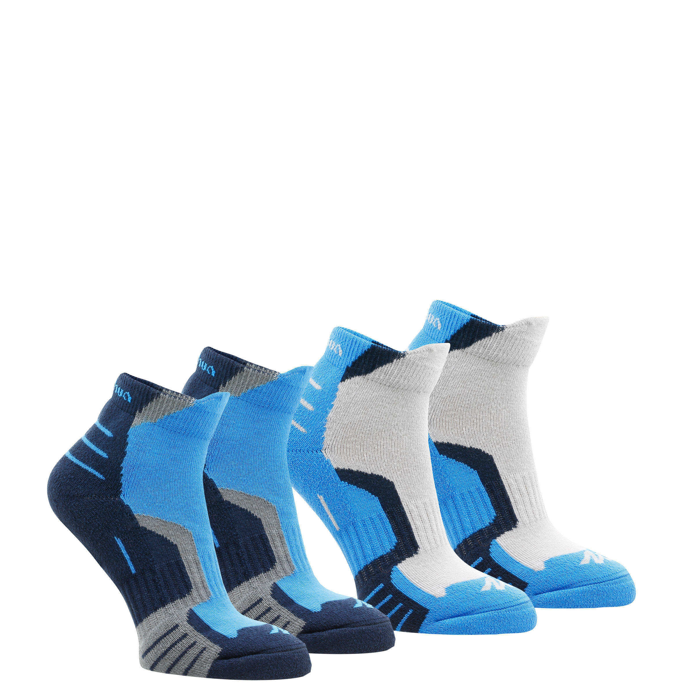 QUECHUA Children's mountain walking socks, 2 pairs, mid height crossocks - Blue
