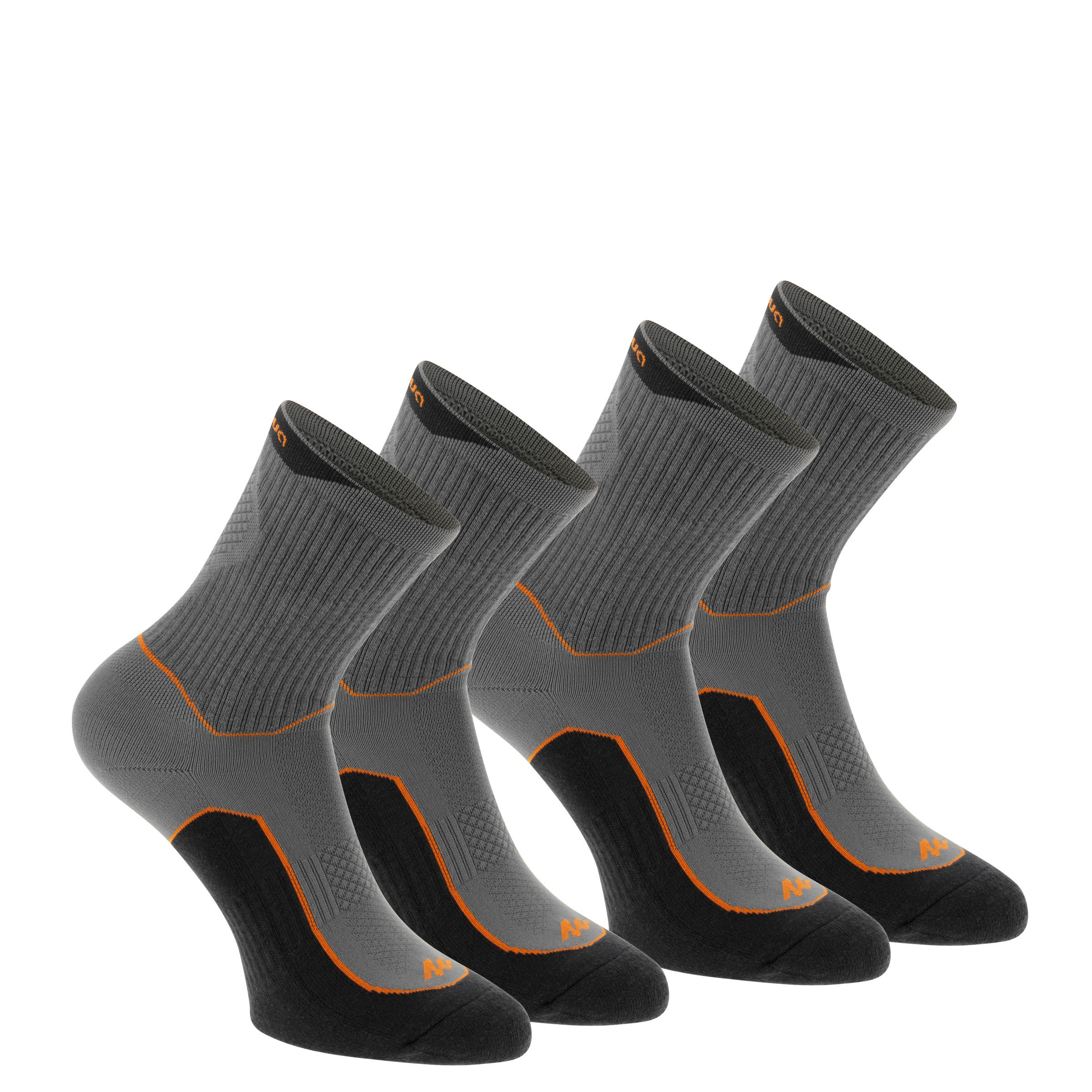 Arpenaz 100 Adult High Top Nature Hiking Socks 2 pairs - Grey 1/8