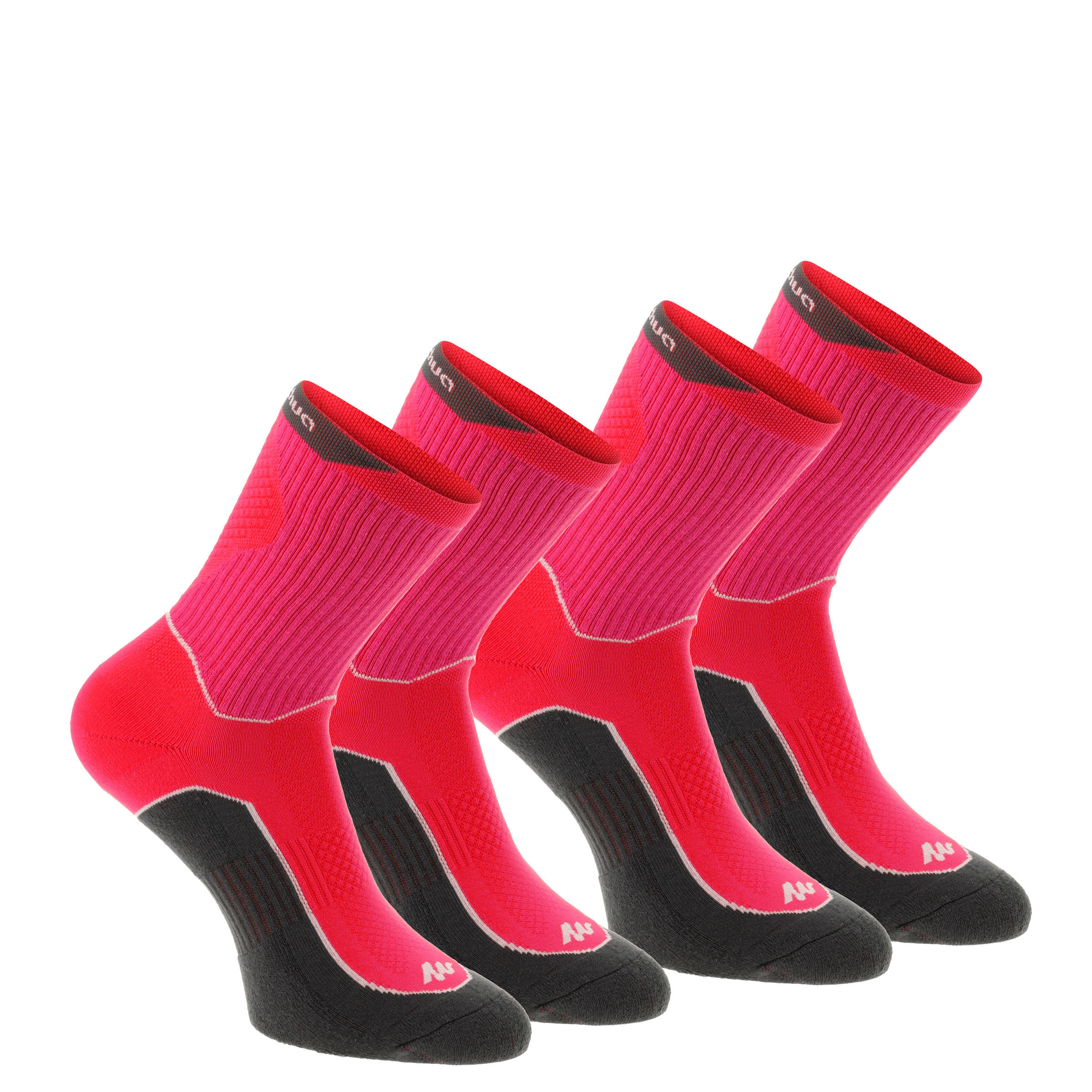 QUECHUA 2 pairs of high length adult Arpenaz 100 mountain hiking socks – Pink.