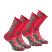 High Cut Mountain Hiking Socks. Forclaz 500 2 Pairs - Pink/Grey