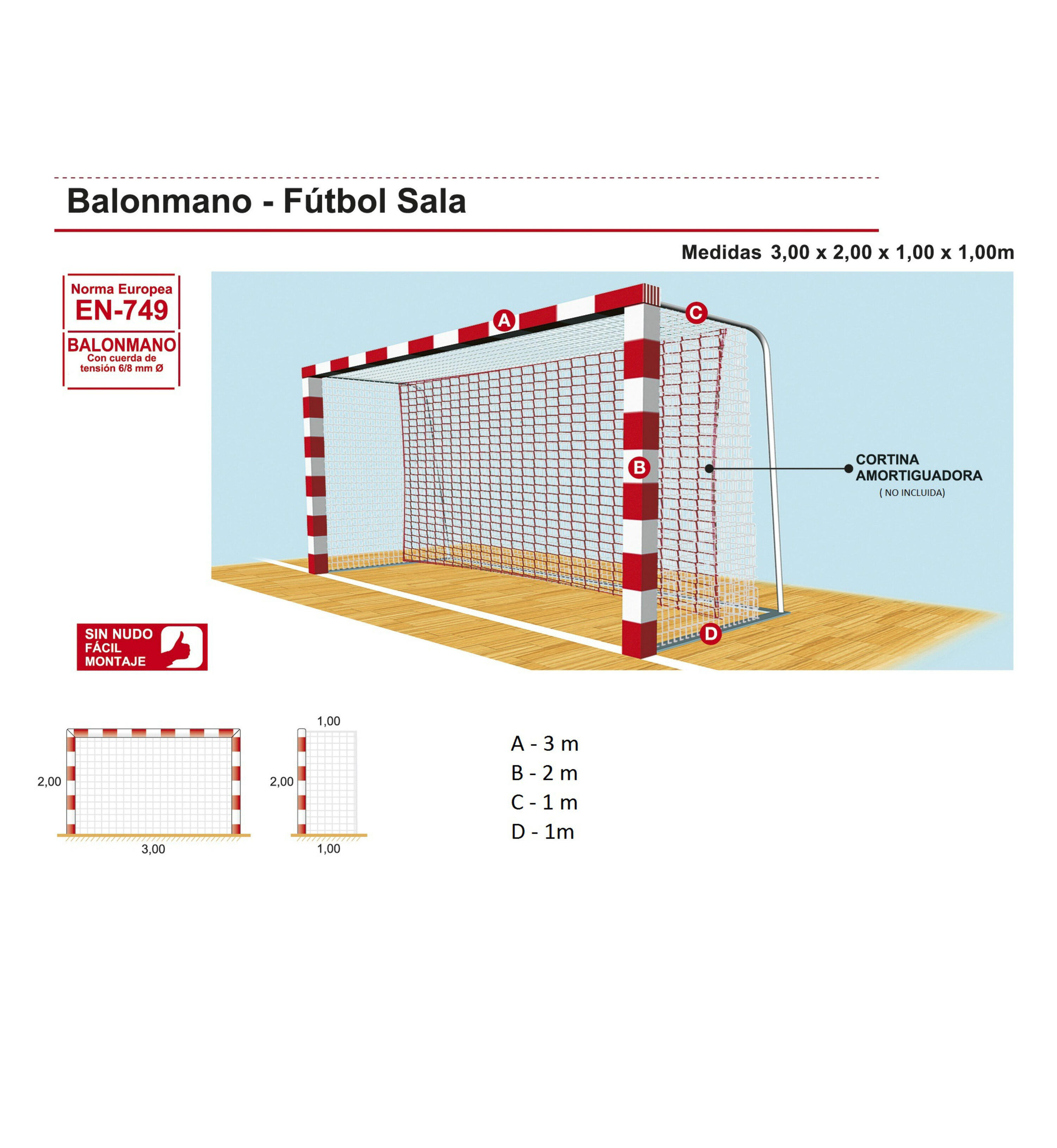 ROMBULL 1 Red para portería de Fútbol sala / Balonmano