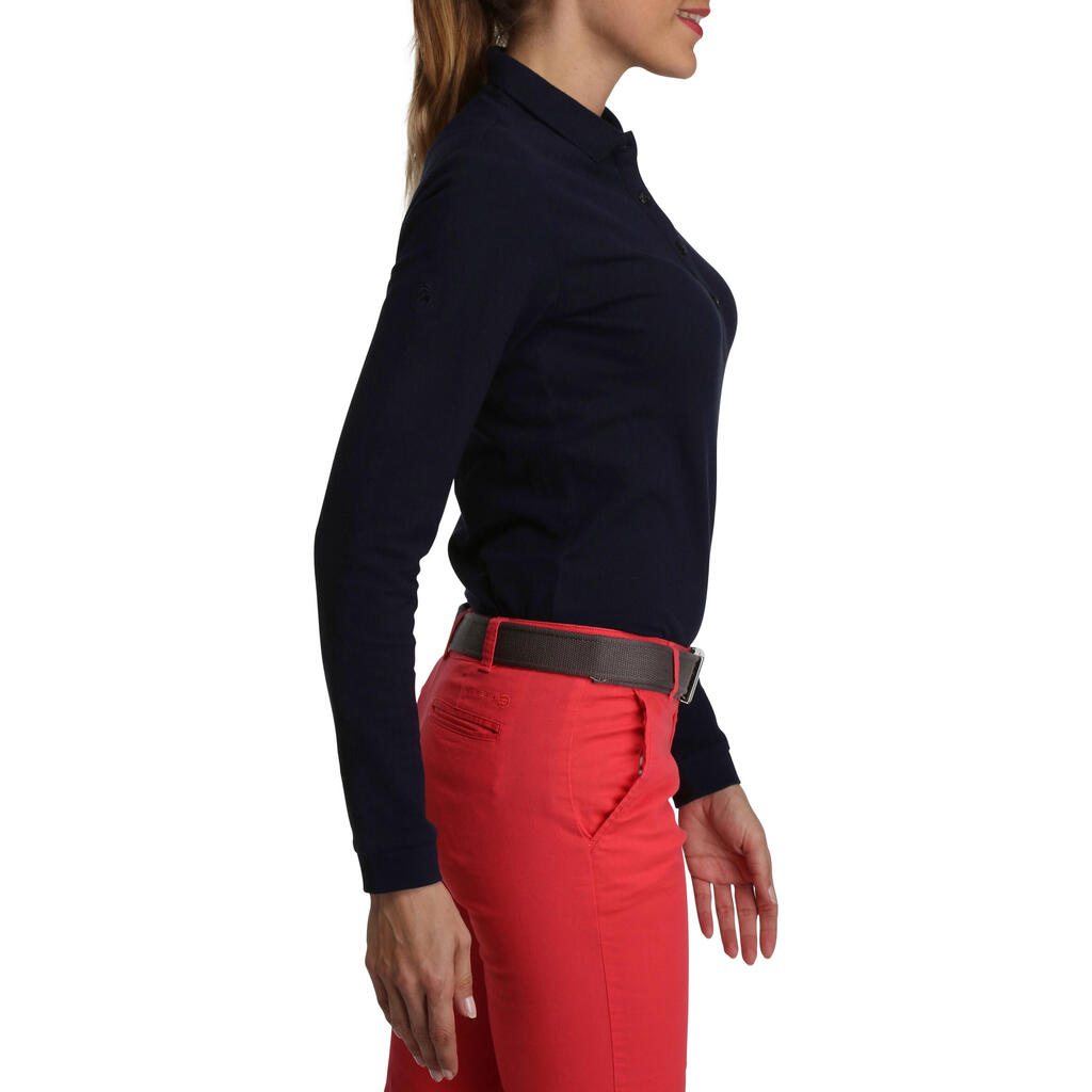 Damen Golf Poloshirt langarm - MW500 rosa